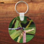 Dragonfly met witte bloemen sleutelhanger (Voorkant)
