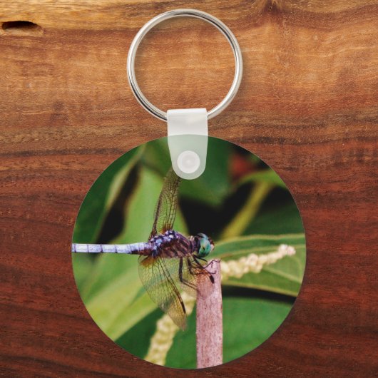 Dragonfly met witte bloemen sleutelhanger (Voorkant)