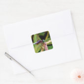 Dragonfly met witte bloemen vierkante sticker (Envelop)