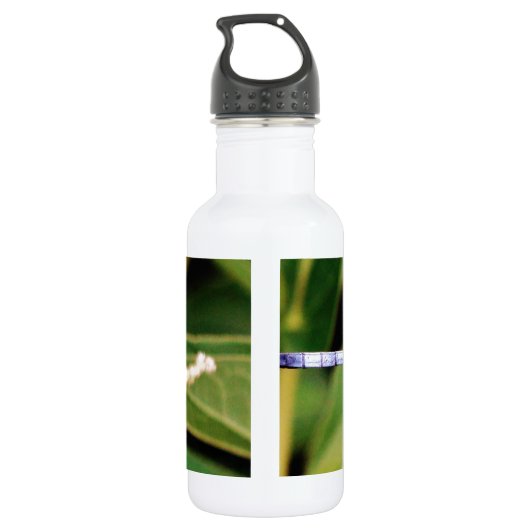 Dragonfly met witte bloemen waterfles  (Achterkant)