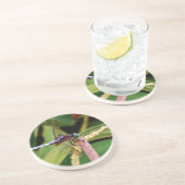 Dragonfly met witte bloemen zandsteen onderzetter (Zijkant)