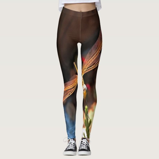 Dragonfly met zonlicht-gele vleugels leggings (Voorkant)