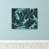 Dragonfly Midnight Flit Streted Canvas Print (Insitu (Houten vloer))