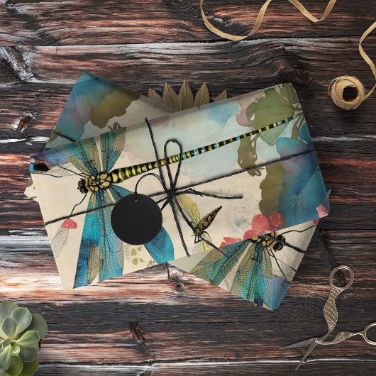 Dragonfly Mixed Media Collage Ephemera Decoupage Tissuepapier