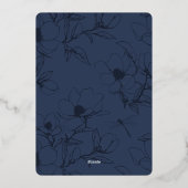 Dragonfly & Modern Blue Floral Folie Uitnodiging (Achterkant)