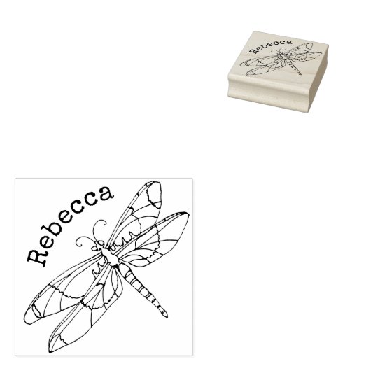 Dragonfly monogram naam rubberstempel (Gestempeld)
