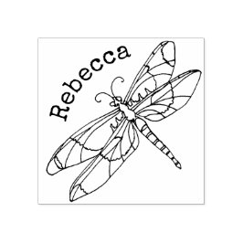 Dragonfly monogram naam rubberstempel