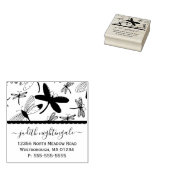 Dragonfly monogram retouradres rubberstempel (Gestempeld)