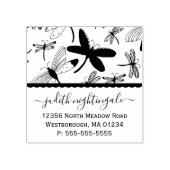 Dragonfly monogram retouradres rubberstempel (Afrduk)