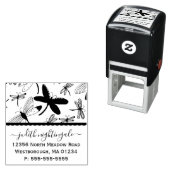 Dragonfly monogram retouradres zelfinktende stempel (In situ)