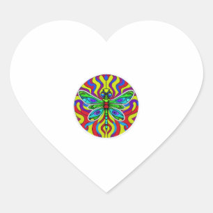 Dragonfly Mooi, kleurrijk en  Hart Sticker