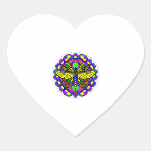 Dragonfly Mooi, kleurrijk en  Hart Sticker