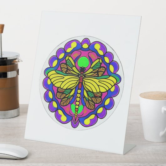 Dragonfly Mooi, kleurrijk en Reclamebord Met Voetstuk (Insitu)