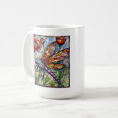 Dragonfly mozaïek gebrandschilderd glas levendige koffiemok (Voorkant links)