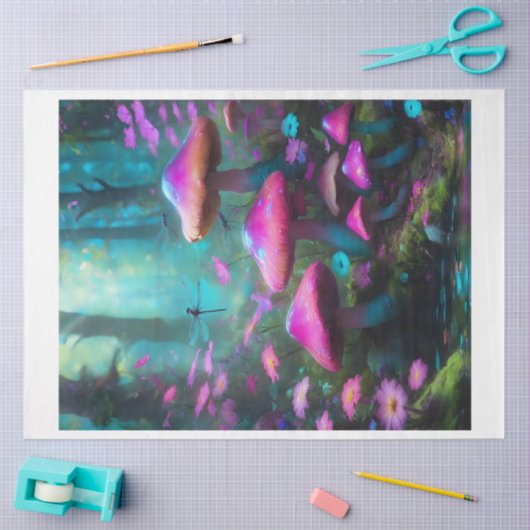 Dragonfly Mushroom Forest Tissue Paper Tissuepapier (Craft)