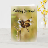 Dragonfly Natuur Art Verjaardag Kaart (Gele Bloem)