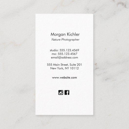 Dragonfly Natuur Fotografe Visitekaartje (Achterkant)