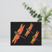 Dragonfly neon insect illustratie briefkaart (Staand voorkant)