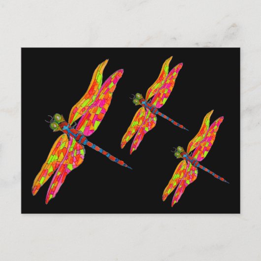 Dragonfly neon insect illustratie briefkaart (Voorkant)