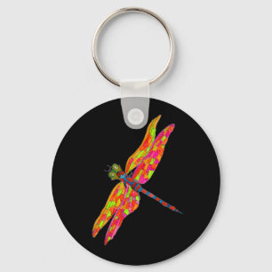 Dragonfly neon insect illustratie sleutelhanger