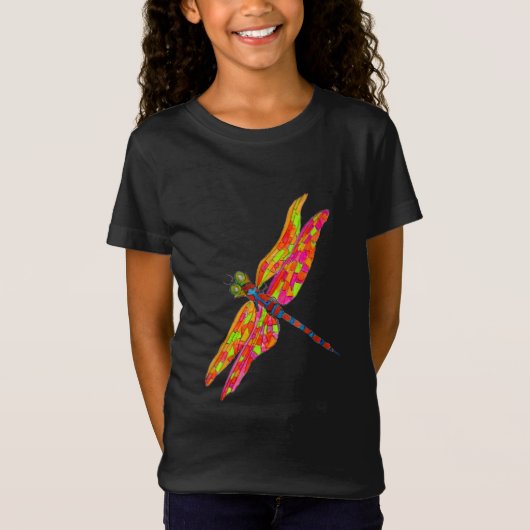 Dragonfly neon insect illustratie t-shirt (Voorkant)