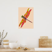 Dragonfly neon waterverf illustratie poster (Keuken)