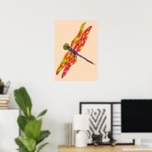 Dragonfly neon waterverf illustratie poster (Thuiskantoor)