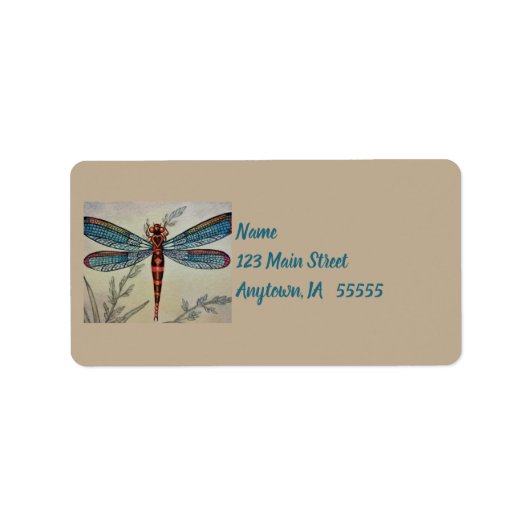  Dragonfly No. 1 en Grass Waterverf Art Etiket (Voorkant)