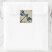 Dragonfly No. 2 en Grass Waterverf Art Vierkante Sticker (Tas)