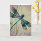  dragonfly No. 2 Grass Waterverf Art Kaart (Gele Bloem)