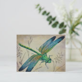 dragonfly nr. 3 en Grass Waterverf Art Briefkaart (Staand voorkant)