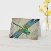 dragonfly nr. 3 en Grass Waterverf Art Kaart (Gele Bloem)