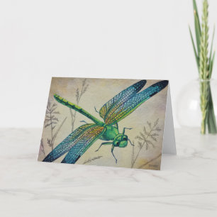 dragonfly nr. 3 en Grass Waterverf Art Kaart