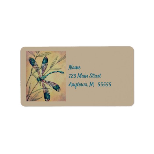 dragonfly nr. 4 en Waterverf van de olie Etiket (Voorkant)