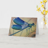 Dragonfly nr. 5 en Grass Waterverf Art Kaart (Gele Bloem)
