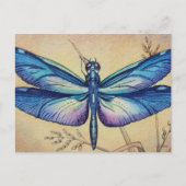  dragonfly nr. 6 en Grass Waterverf Art Briefkaart (Voorkant)
