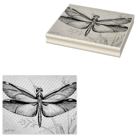  dragonfly nr. 6 en Grass Waterverf Art Rubberstempel (Gestempeld)