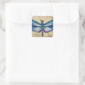  dragonfly nr. 6 en Grass Waterverf Art Vierkante Sticker (Tas)