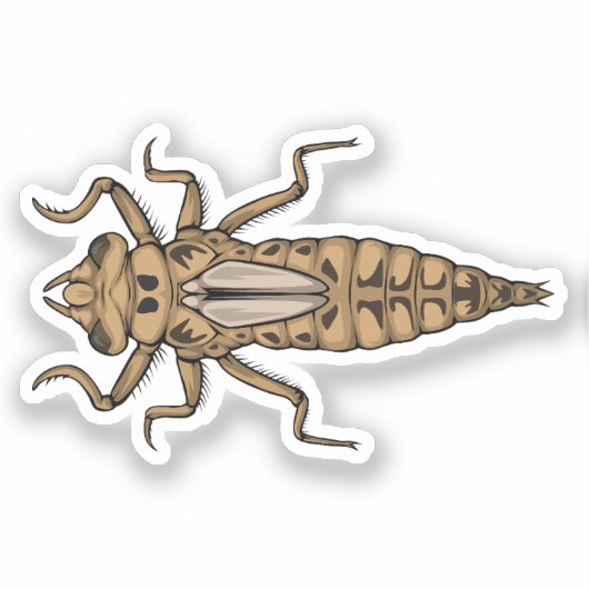 Dragonfly Nymph vector illustratie Sticker (Voorkant)