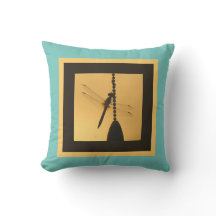 Dragonfly on Chain, Silhouette op Gold/Turquoise