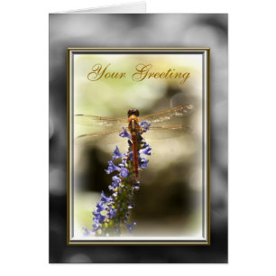Dragonfly On Flower Card