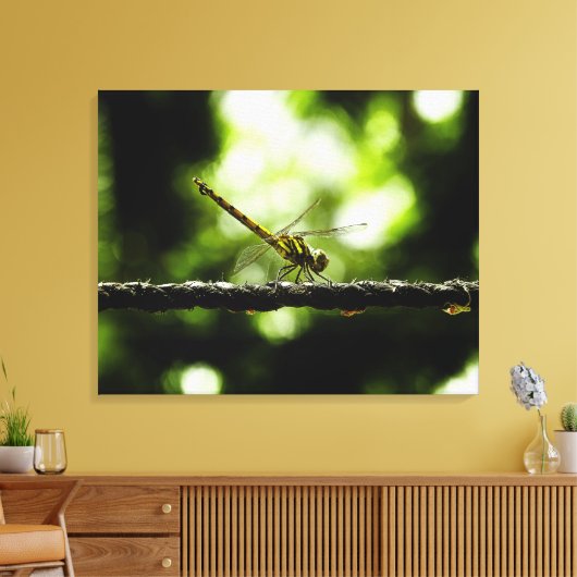 Dragonfly on green - Wrapped Canvas (Insitu (Woonkamer))