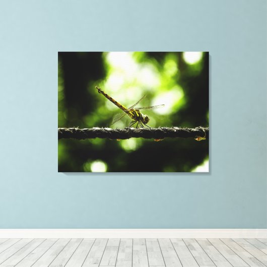 Dragonfly on green - Wrapped Canvas (Insitu (Houten vloer))