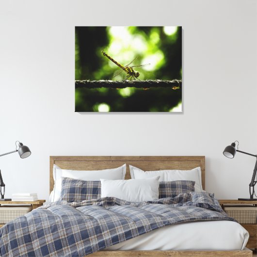 Dragonfly on green - Wrapped Canvas (Insitu (Slaapkamer))