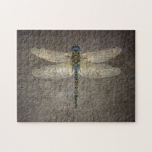 Dragonfly on Grey Stone Backround Legpuzzel (Horizontaal)