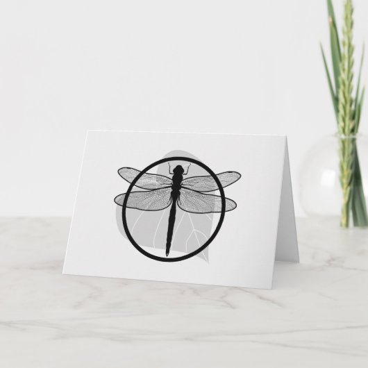Dragonfly on Leaf Drawing - Wildlife Circle Series Kaart (Voorkant)