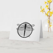 Dragonfly on Leaf Drawing - Wildlife Circle Series Kaart (Gele Bloem)