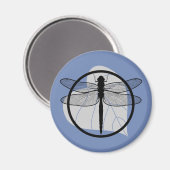 Dragonfly on Leaf Drawing - Wildlife Circle Series Magneet (Voorkant / Achterkant)