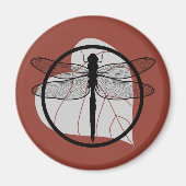 Dragonfly on Leaf Drawing - Wildlife Circle Series Magneet (Voorkant)
