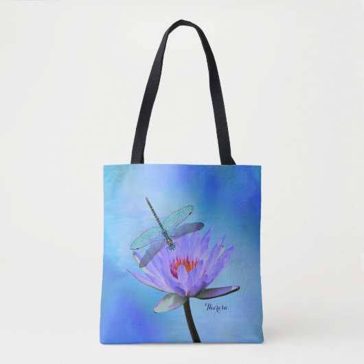 Dragonfly on Water Lily All-Over Print Tas (Voorkant)
